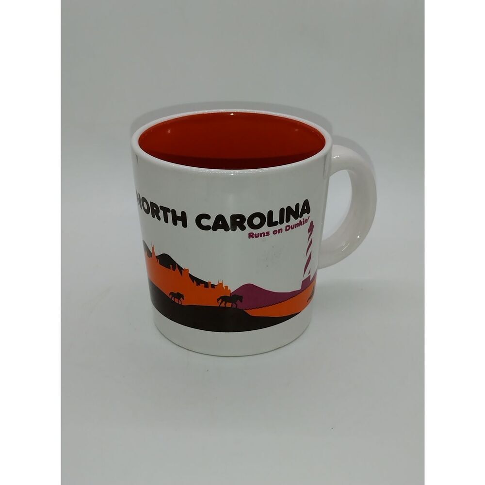 North Carolina Dunkin Donuts Orange Interior Ceramic Mug